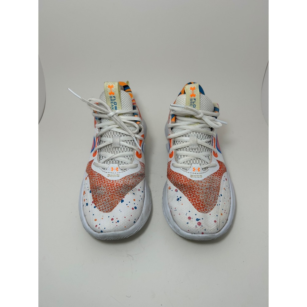 Under Armour Flow Break MultiColor Basketball Shoes White Orange 3026761-100 7.5